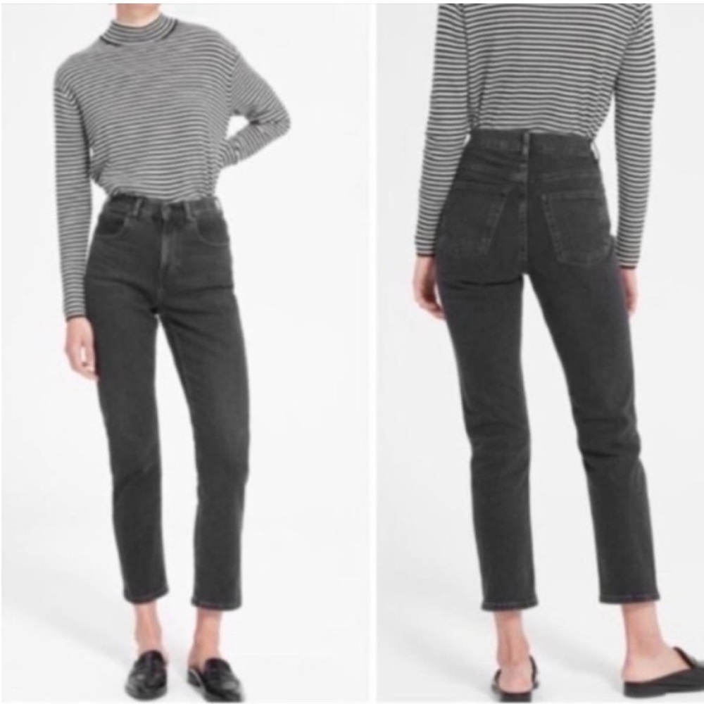 Everlane High-Waist Black Straight Leg Jeans